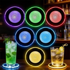 6 Stück LED Untersetzer Leuchtende Coaster S...