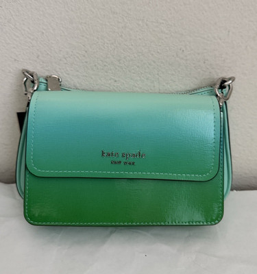 NWT Kate Spade Double Up Ombré saffiano Leather Crossbody Bag Mint Liqueur Multi