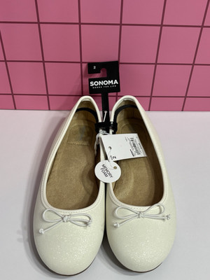 Sonoma Girls Slip on Shoes, Off White, Sparkle, Memory  Foam~Girls Size 2 NWT