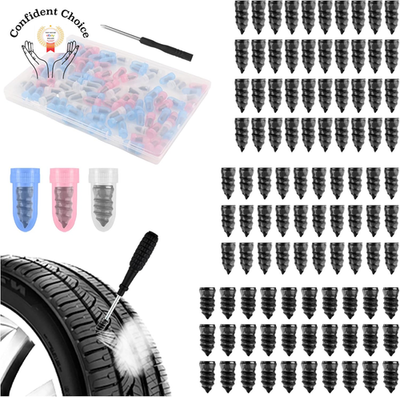 #ad 100PCS Tire Screw Plug Kit with Driver 3 Sizes Quick Puncture Repair Car Truck** $16.99