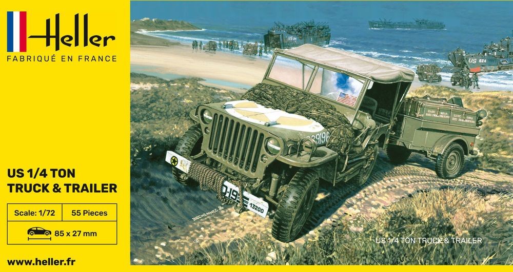 HELLER 79997 MODELLO JEEP WILLYS MB E RIMORCHIO 1/72