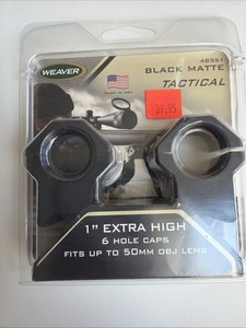 Weaver TACTICAL 6 hole Scope Rings 1" Extra HIGH Mount QD Matte 48351