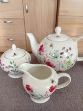English Tableware Company In Bloom China Teapot Set Unused.