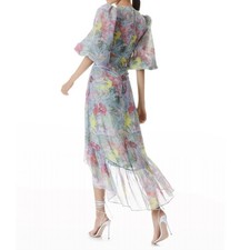 NEW-ALICE + OLIVIA “Katia” Abstract Puff-Sleeve Dress size 4 $695