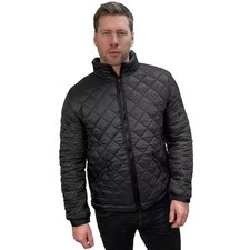 Mens Quilted Padded Jackets Men Spring Coat Full Zip Stand Up Collar Jkt