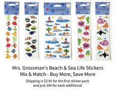 Mrs. Grossman's Beach & Sea Life Stickers - Sealed Packs - You Pick