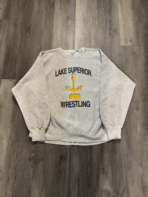 Vintage 90s Lake Superior Michigan college wrestling Reverse Weave Crewneck 2XL