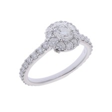 GRAFF Women Ring 8 K18 White Gold WG diamond RGR618 Icon Round Diamond Engag...