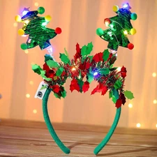 Olbye Light Up Christmas Headbands Xmas Green Headband Glowing Christmas Tree
