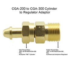 WESTERN # 322 ACETYLENE ADAPTOR CGA-200 TO CGA-300 MC TANK TO COMMERCIAL REG
