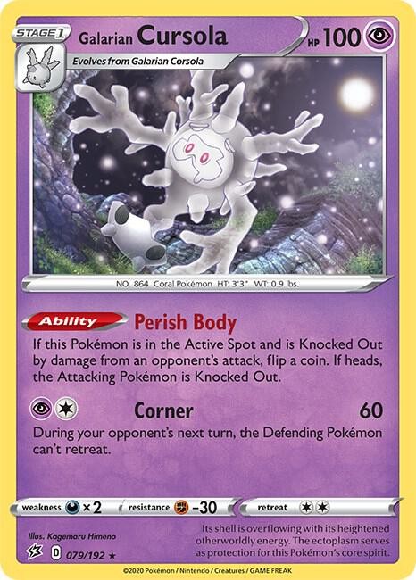 Galarian Cursola 079/192 Reverse Holo Holo Rare Pokemon SWSH02: Rebel Clash NM