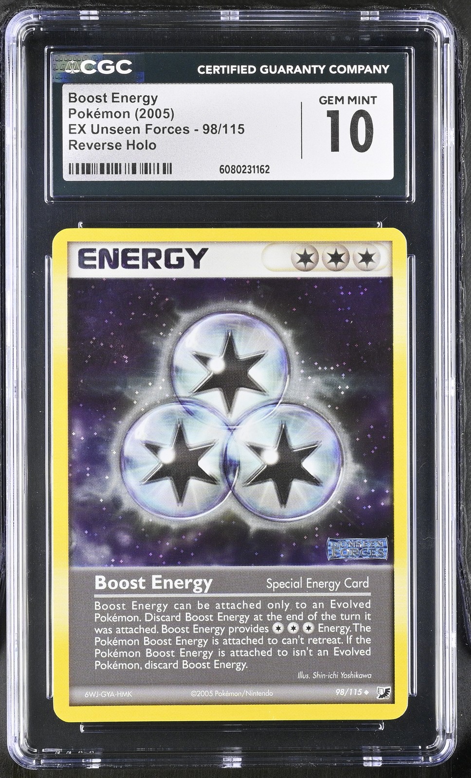 CGC 10 Boost Energy EX Unseen Forces 98/115 Reverse Holo Stamped Pokemon Card