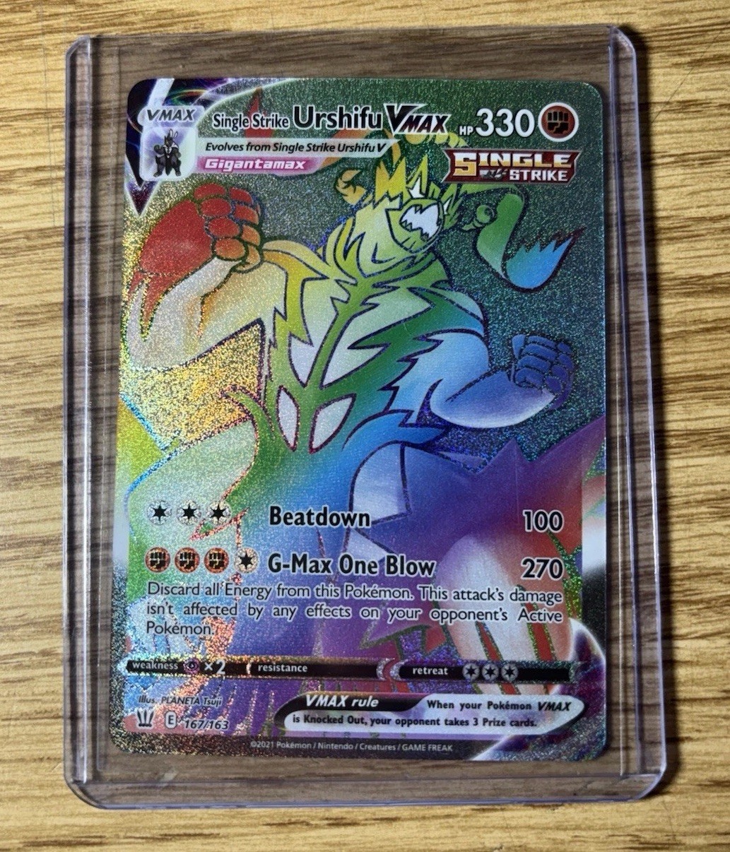 Single Strike Urshifu Vmax 167/163 Battle Styles Rainbow Hyper Rare Pokemon MINT