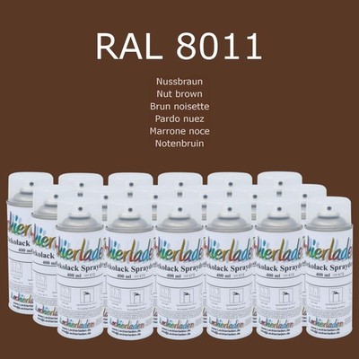 18 x Dekolack Spraydose 400 ml RAL 8011 Nussbraun Nut brown Brun noisette Pardo 