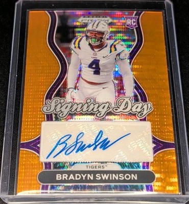 2025 Prizm Bradyn Swinson Signing Day Orange Pulsar /75 #DPA-BSW LSU PATRIOTS