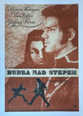 Wojciech Wenzel / ORIGINAL VINTAGE ''BURZA NAD STEPEM'' POLISH MOVIE POSTER 1962