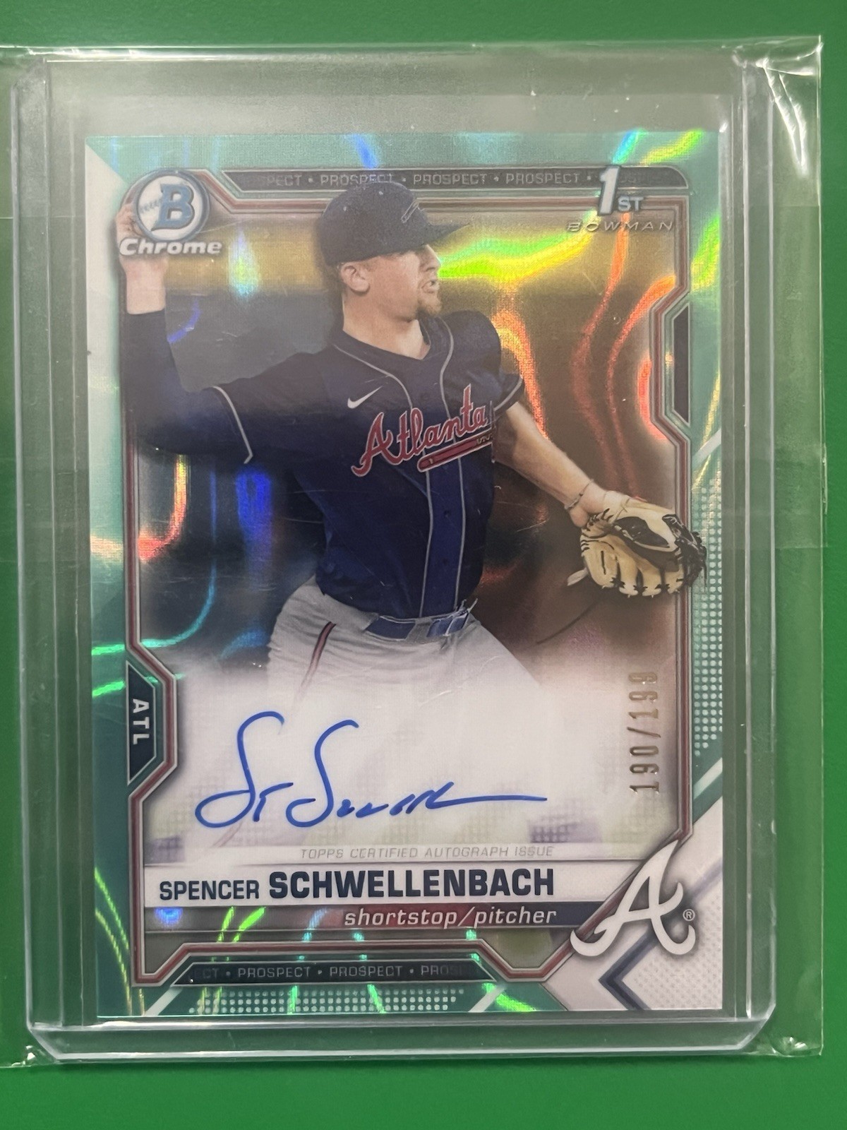 2021 1st Bowman Chrome Draft Spencer Schwellenbach Aqua Refractor Auto #190/199