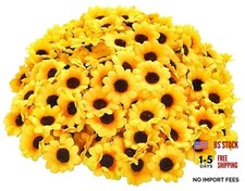 100Pcs Yellow Artificial Flower Heads Mini Fake Sunflower Daisy Flowers