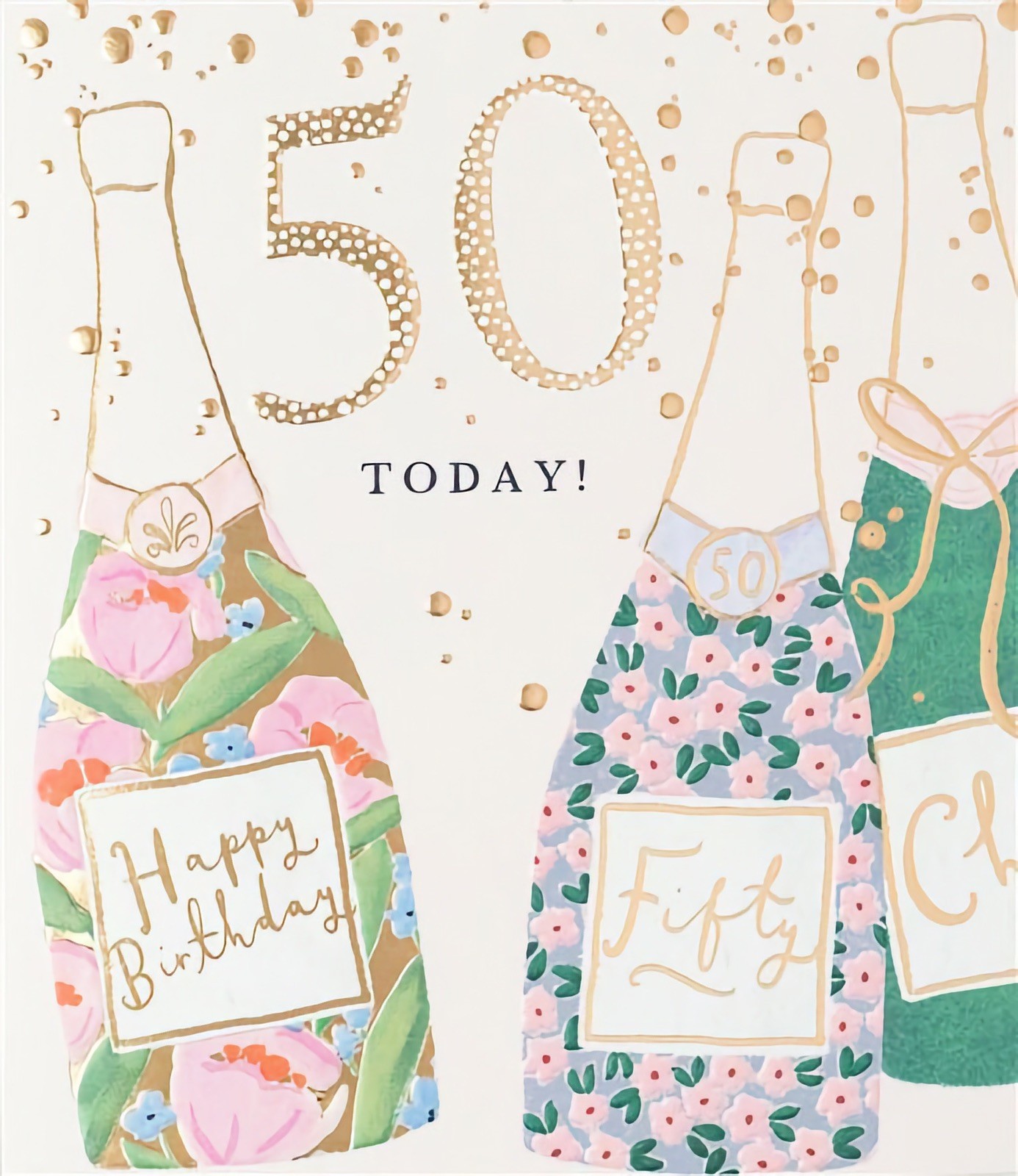 Happy 50th Birthday Premium Card Champagne Female Mum Nan Daughter Friend Aunt