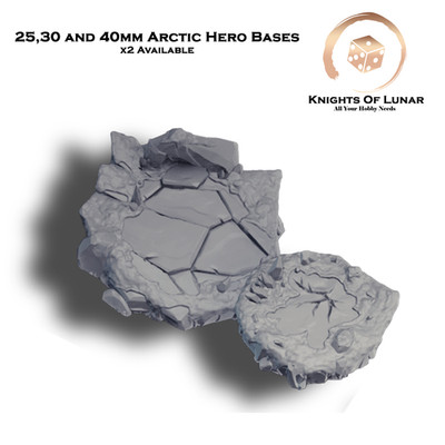 Arctic Hero Bases x2 25-40mm Snow Ice Full Bases Warhammer kompatibel