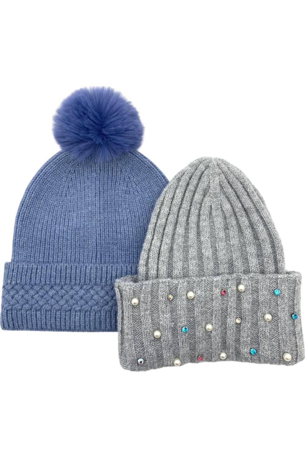 Подарочный набор женских двойных шапочек Vince Camuto из 2 частей синийСерый 3390₽