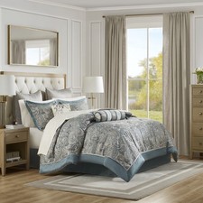 12 Piece Comforter Set with Cotton Bed Sheets Teal King
