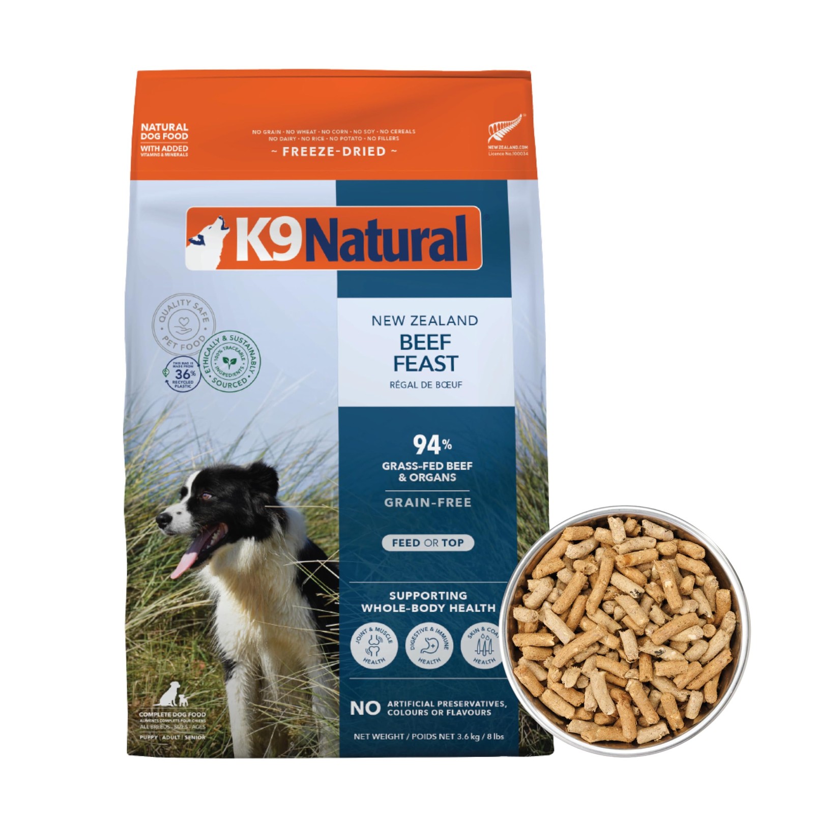 Grain-Free Freeze-Dried Beef Dog Food, 8lb - Healthy Nutrition for Pets