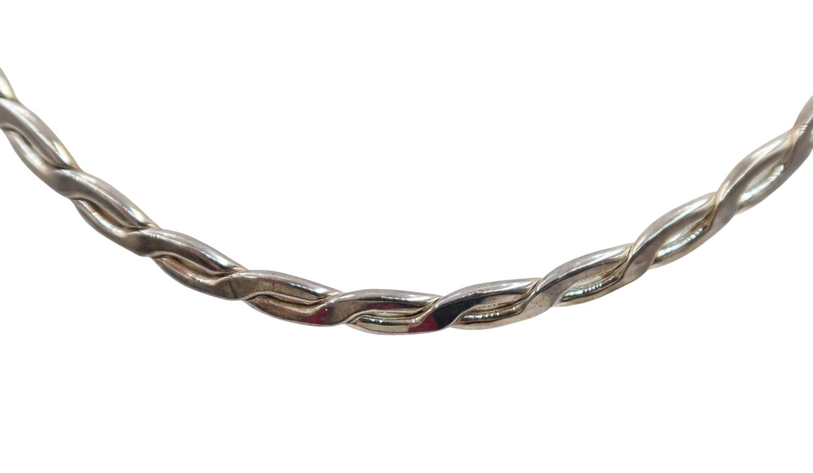 Silver Tone Solid Braided Collar Choker Necklace … - image 2