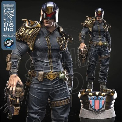 Judge Dredd, 1/4-1/24, Figur, Unbemalt, 3D-Druck, Statue, Sanix3D, MFW