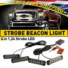 4X 6LED Car Amber/White Truck Beacon Warning Strobe Hazard Light US 12V