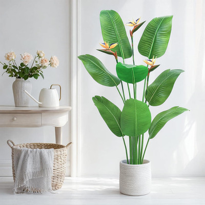 6FT Artificial Bird of Paradise Plant with Flowers | Faux Plants Indoor Tall | T