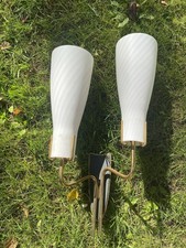 Applique due luci anni 50 Midcentury modernista vetro ottone