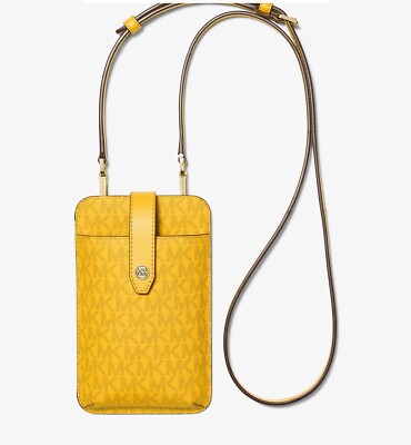 MICHAEL KORS Jet Set Travel Smartphone Crossbody Bag Jasmine Yellow New  $348