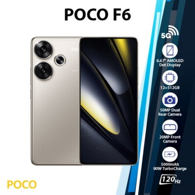 Xiaomi POCO F6 5G Android Cell Phone (Titanium/12GB+512GB/Dual SIM