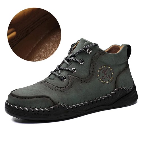 Herren Leder Wasserdicht Outdoor Arbeit Schuhe Rutschfest Motorrad Leger Flach Stiefel - Bild 2 von 16