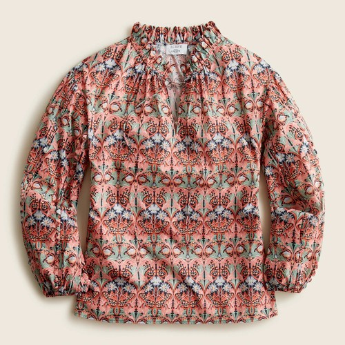 J.CREW NWT $120 Scalloped Tie Neck Top in Liberty Art May Nouveau Size Small