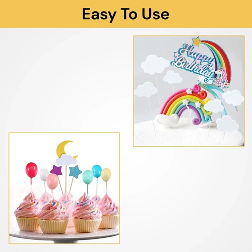 21pcs Unicorn Cake Topper Kit Cloud Rainbow Happy Birthday Banner Decorations AU - Picture 7 of 10