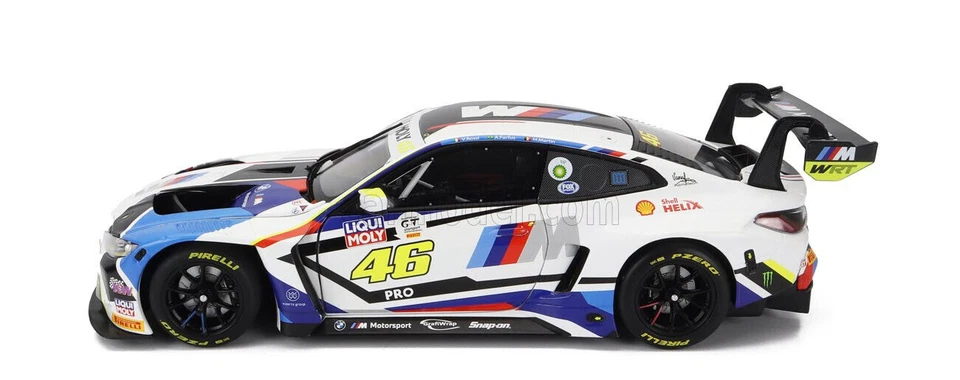MINICHAMPS 1:18 VALENTINO ROSSI BMW M4 GT3 TEAM WRT #46 6th 12h BATHURST 2023 - Immagine 3 di 4
