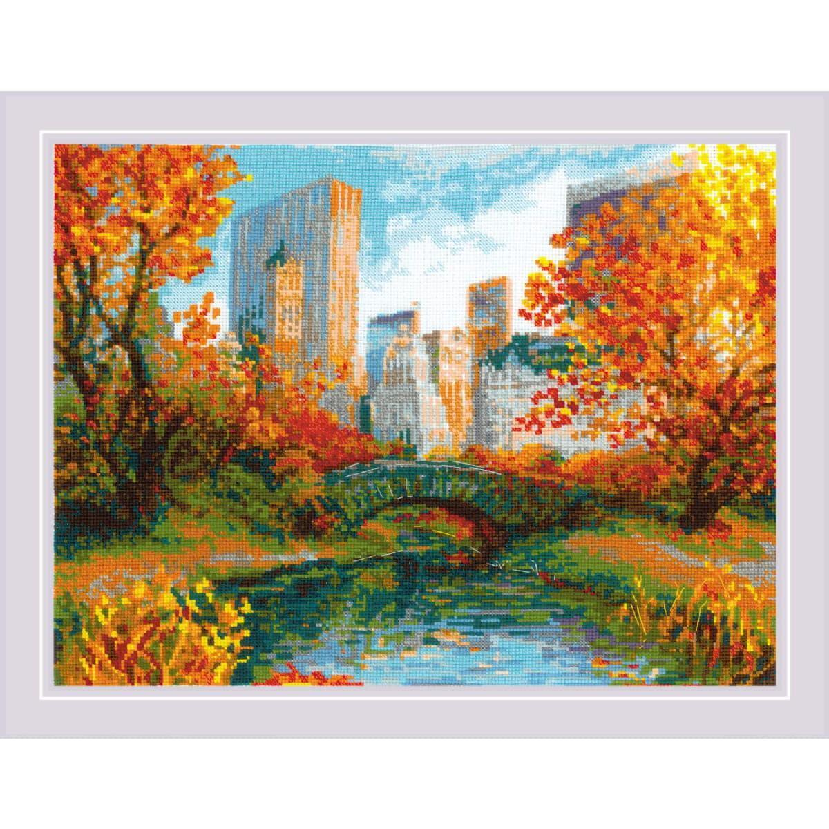 Riolis counted cross stitch kit ""Central Park"", 40x30cm, DIY
