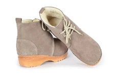 Swedish Clogs Boots Troentorp Morris Shearling Taupe Suede Size US Womens 7/EU37