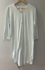 EARTH ANGELS Nightgown Size Small Long Sleeve Light Blue Nightgown Floral Trim