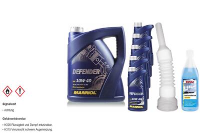 10L MANNOL Defender 10W-40 API SL/CF Motoröl inkl. Schlauch + Scheibenreiniger
