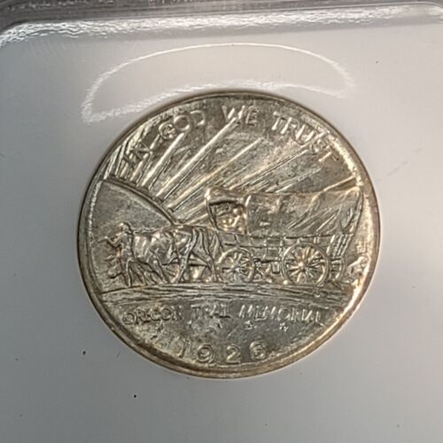 1926 S OREGON TRAIL COMMEMORATIVE SILVER HALF DOLLAR! GRADED MS64 BY NGC! - Picture 3 of 4