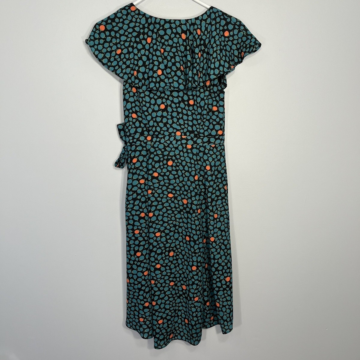 NEW Anthropologie HD In Paris Dress Womens 2 Blue Green Wrap Ruffle High  Low | eBay