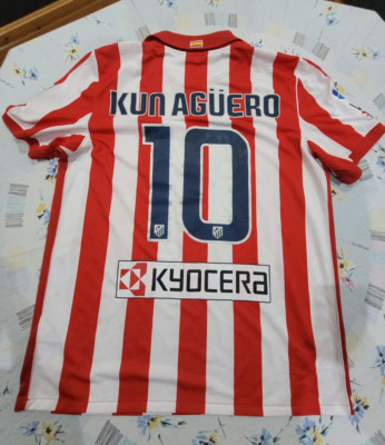 Rare Kun Aguero Atletico Madrid Jersey Player match worn Final Copa Rey 2010