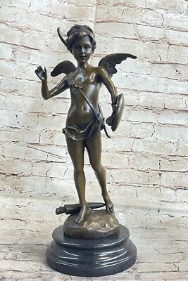Bronze Statue Amor Cherub Skulptur Auf Marmor Basis Kunst Deko Angebot Kunstwerk