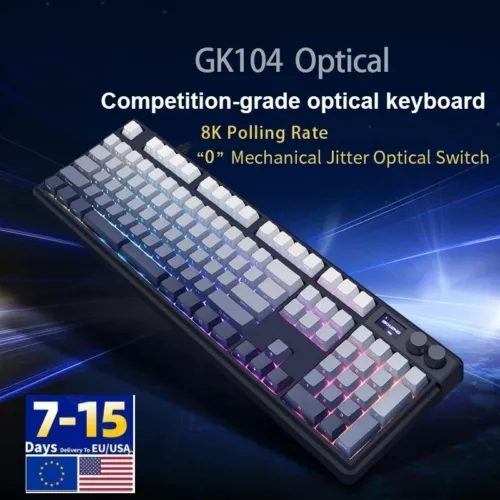 Optical Switches Low Latency Gaming Keyboard 8K Polling Rate USB-C Wired RGB