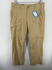 COLUMBIA Pants Womens 16 KESTREL TRAIL Stretch Convertible HIking Brown NEW