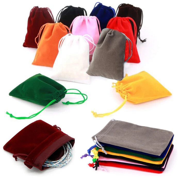 10X petit cadeau sac velours chiffon Drawstring sac bijoux bague pochette