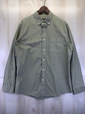 Eddie Bauer Wrinkle Resistant Relaxed Fit Green Striped Button Down Shirt SZ L